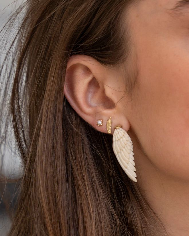 White Wing Stud Earring