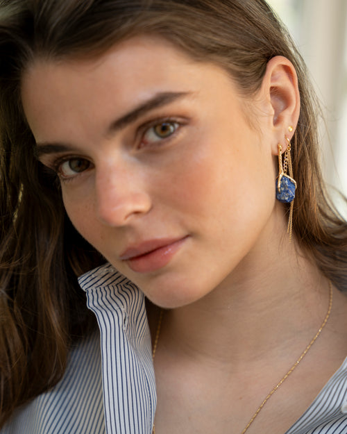 Claw Stud Lapiz Lazuli Earring (one piece)