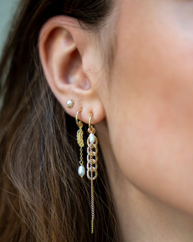 Little Feather Stud Hoop Earring