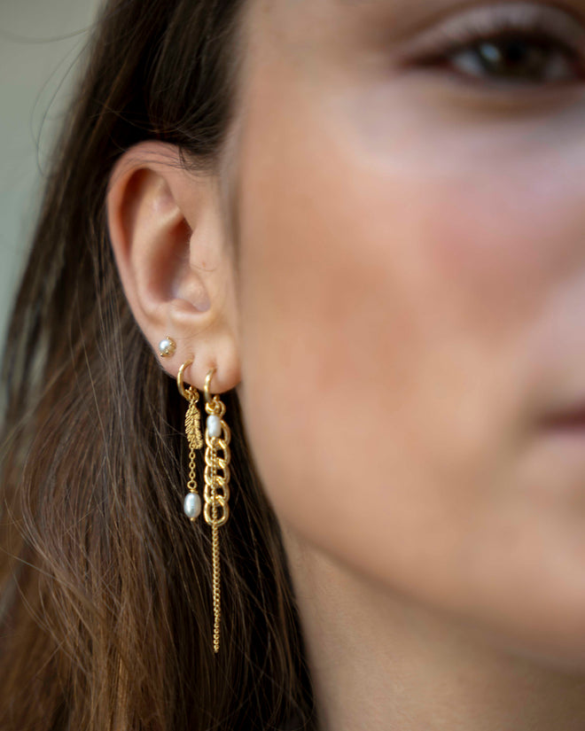 Little Feather Stud Hoop Earring