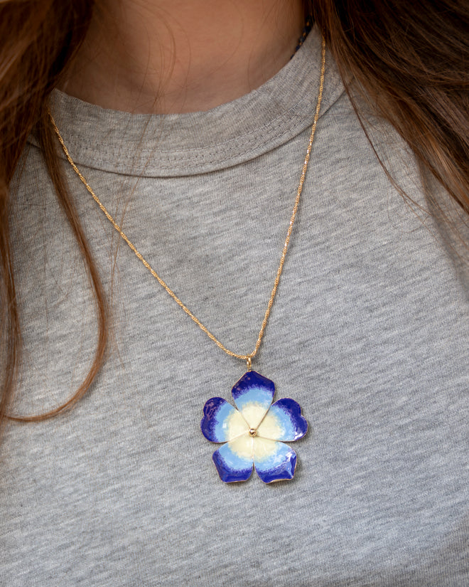 Charm Flower Brass Blue