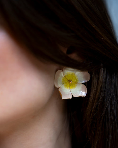 Flower Yellow Stud Earring Brass