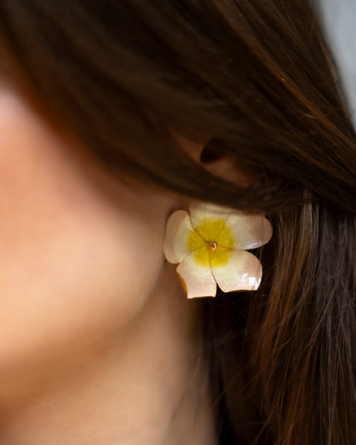 Flower Pink Stud Earring Brass