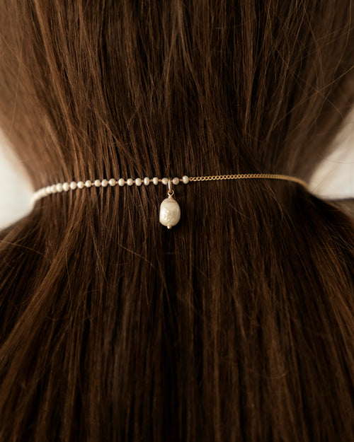 Half White Pearl Half Chain Necklace