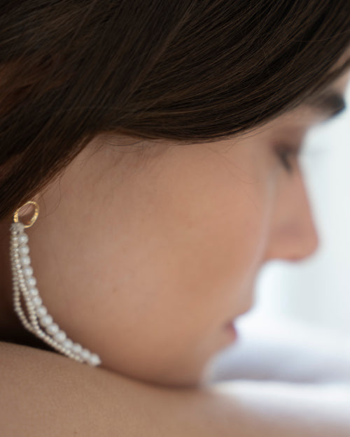 Circle Pearls Strings Stud Earring