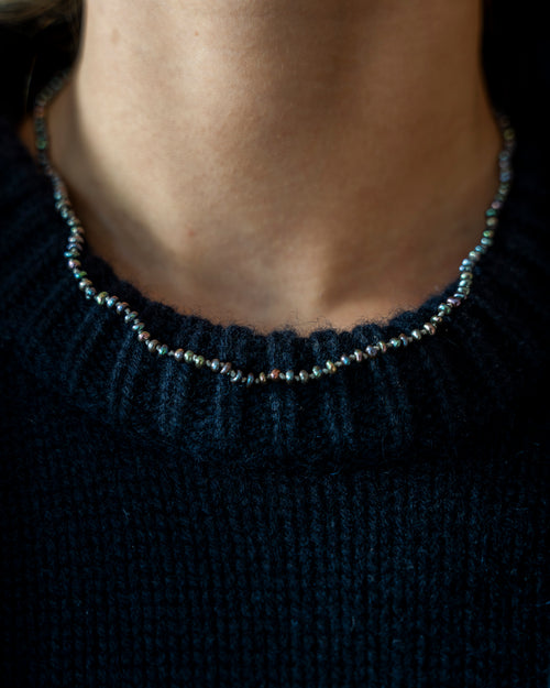 Half Black Pearl Half Chain Necklace