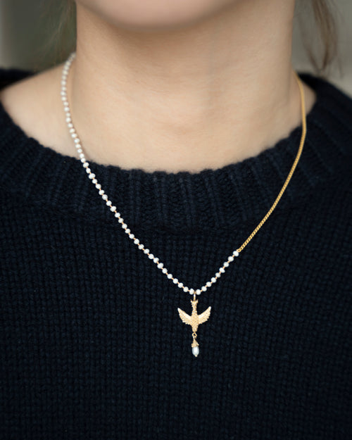 Half White Pearl Half Chain Necklace