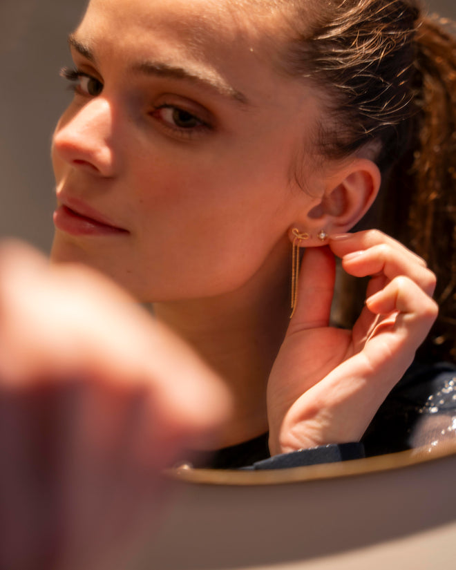Bow Long Stud Earring
