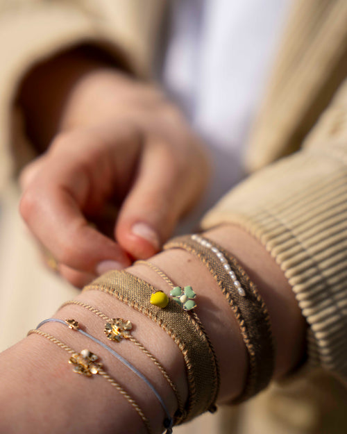Vintage Linnen Bracelet Lemon Olive Green