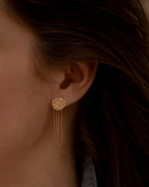 Fine Coral Chain Stud Earring