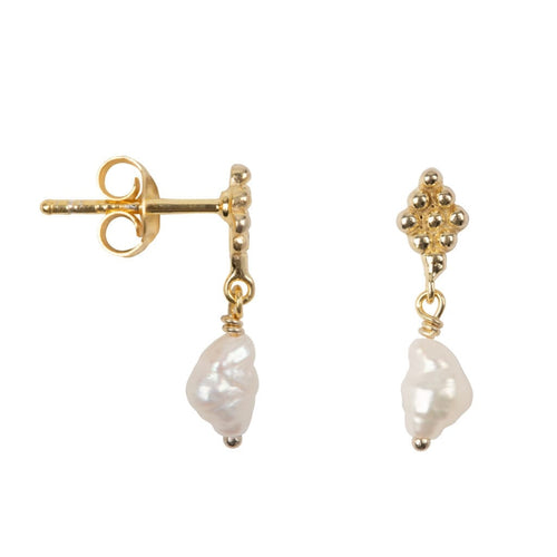E2036 Gold EARRING Dotted Wieber Pearl Stud Earring Gold Plated 39,95 euro