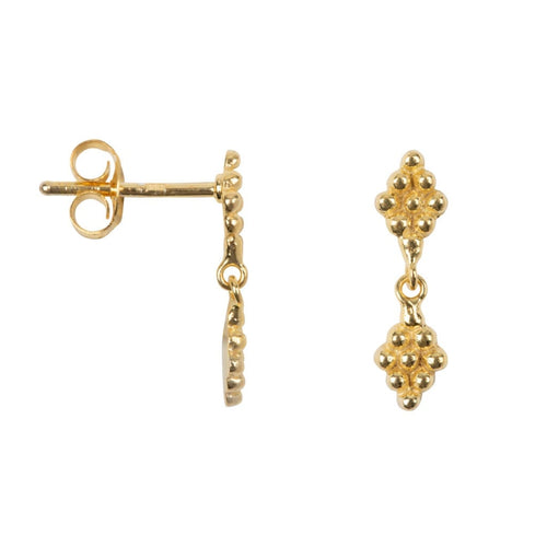 E2037 Gold EARRING Double Dotted Wieber Stud Earring Gold Plated 39,95 euro