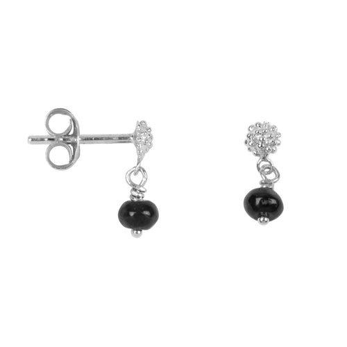 E2049 Silver BLACK EARRING Dotted Stud Black Stone Stud Earring Silver 24,95 euro
