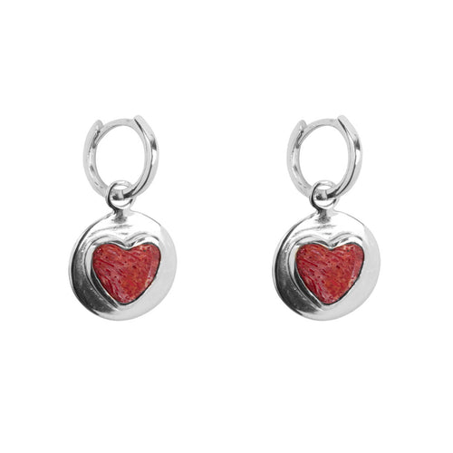 E2056 Silver Red Heart Small Hoop Earring Silver 39,95