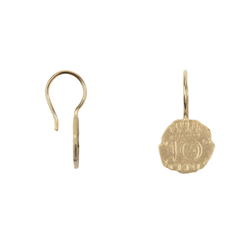 E2059b Gold Ten Cent Reversed Hook Earring Gold Plated 44,94
