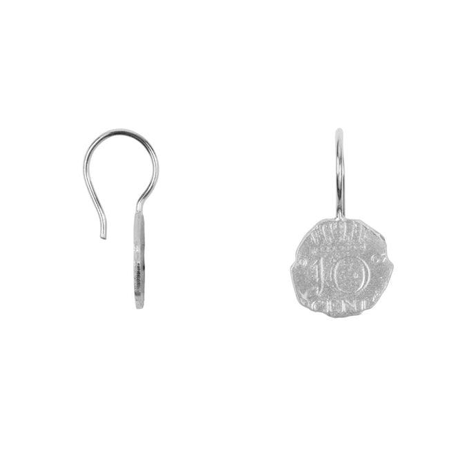 E2059b Silver Ten Cent Reversed Hook Earring Silver 34,95