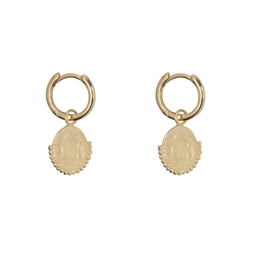 E2064 Gold Old Coin Small Hoop Earring Gold Plated 44,95