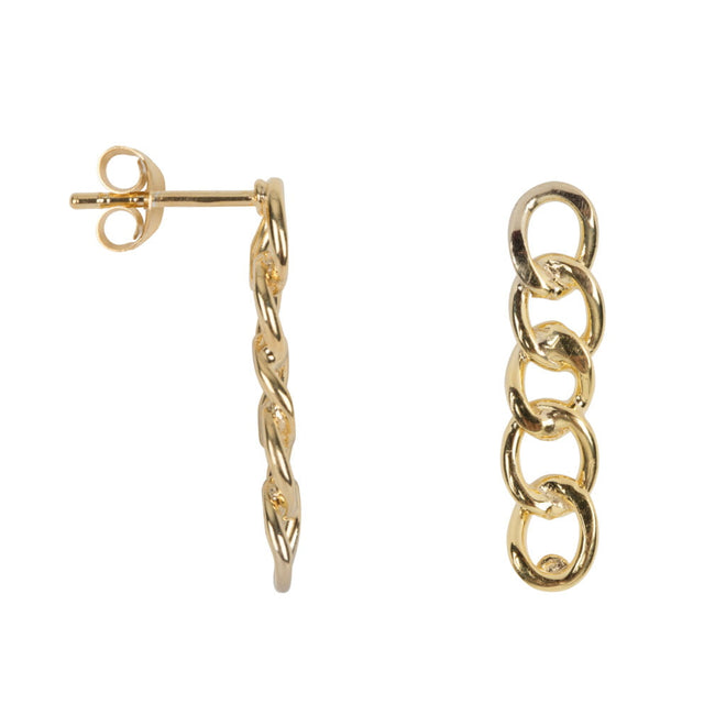 E2067 Gold Big Chain Stud Earring Gold Plated 59,95