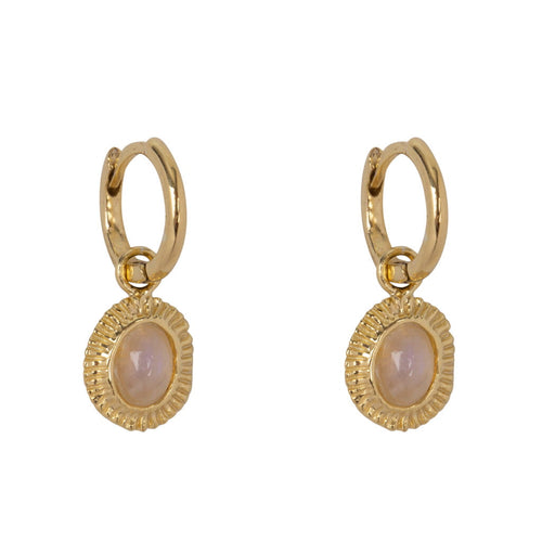 E2080 Gold Moonstone Ribbed Small Hoop Earring Gold Plated 59,95