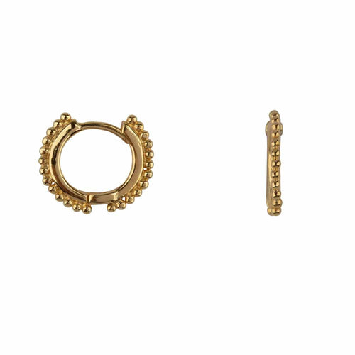 E2114 Gold Balls on a small Hoop Earring Gold Plated 49,95
