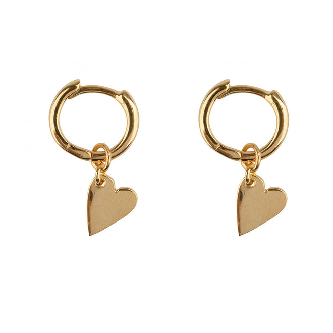 E2126 Gold Small Hoop Heart Earring Gold Plated