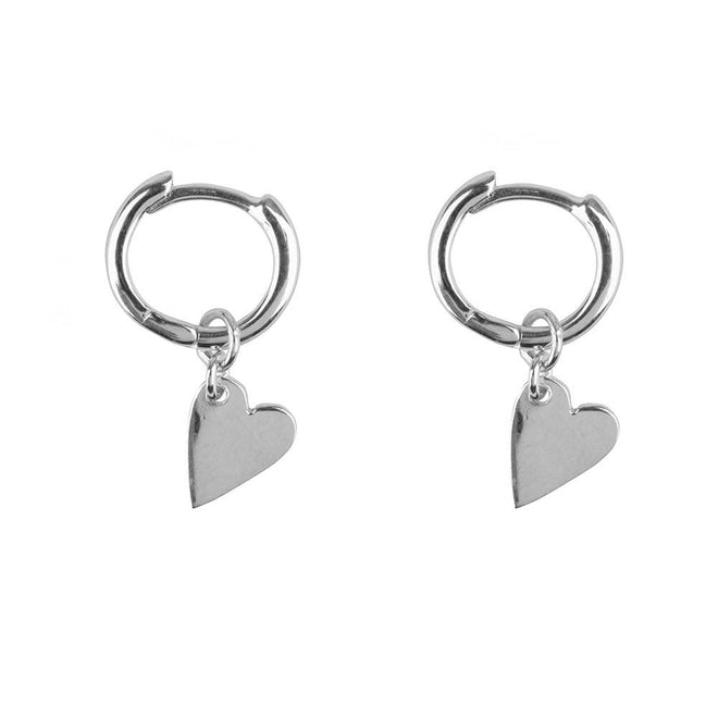 E2126 Silver Small Hoop Heart Earring Silver
