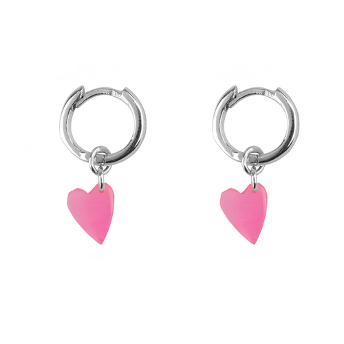 Small Hoop Resin Heart Earring