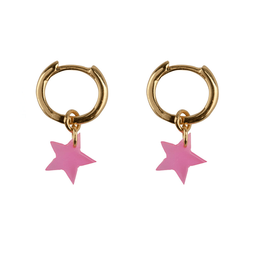 Small Hoop Resin Star Earring