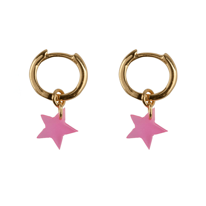 Small Hoop Resin Star Earring
