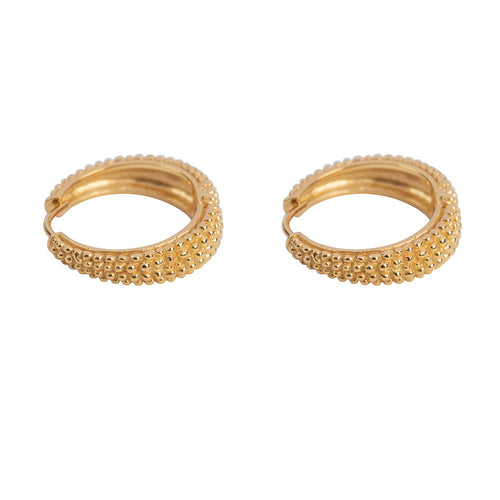 E2152 Gold Big Dotted Hoop Earring Gold Plated