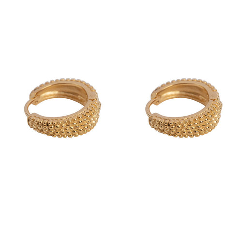 E2154 Gold Small Dotted Hoop Earring Gold Plated