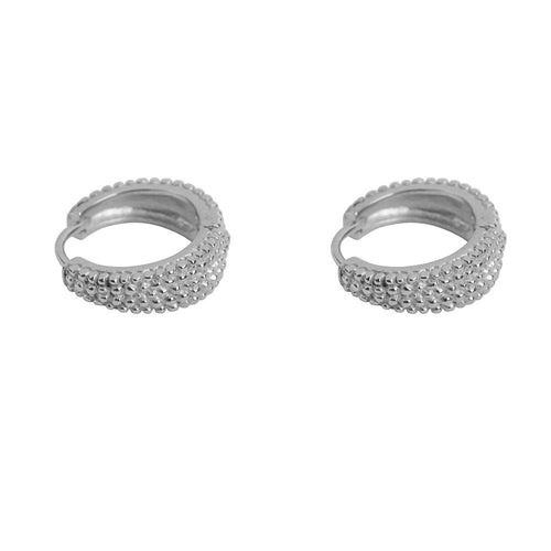 E2154 Silver Small Dotted Hoop Earring Silver