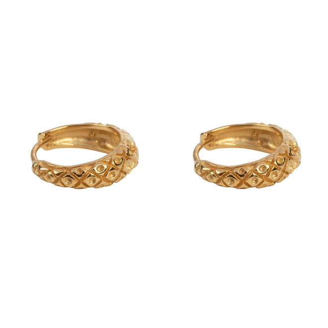 E2155 Gold Small Crossed Hoop Earring Gold Plated
