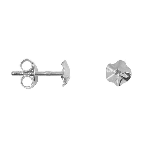 Folded Round Mini Stud Earring Silver