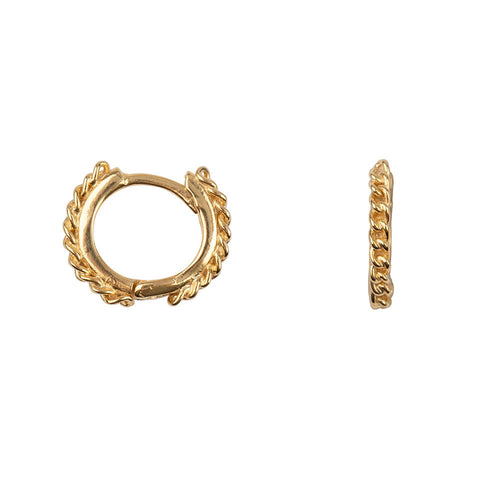 E2161 Gold Chain Hoop Click Earring Gold Plated