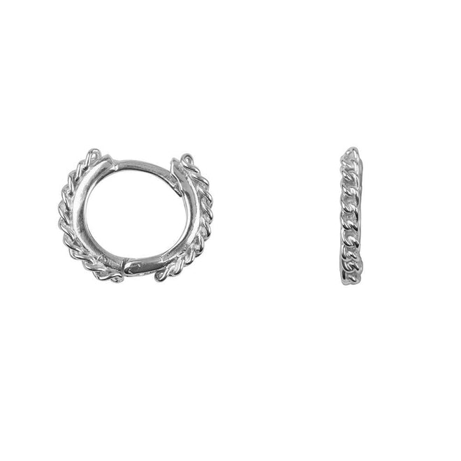 E2161 Silver Chain Hoop Click Earring Silver