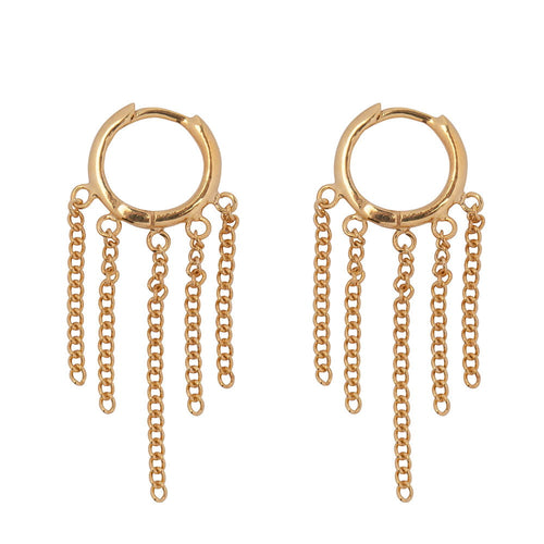 E2162 Gold Hoop 5 Chains Click Earring Gold Plated