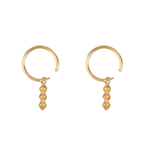 E2165 Gold Retro Dangling Blocks Ring Earring Gold Plated