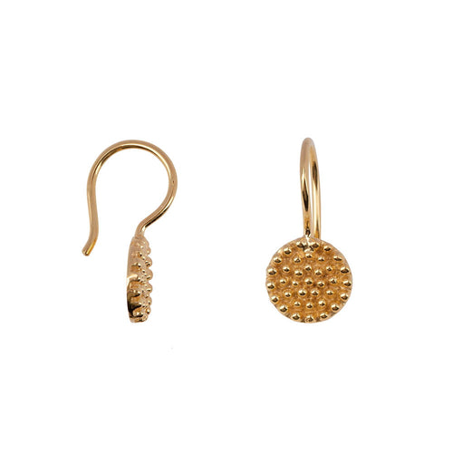 E2170 Gold Round Dotted Hook Earring Gold Plated