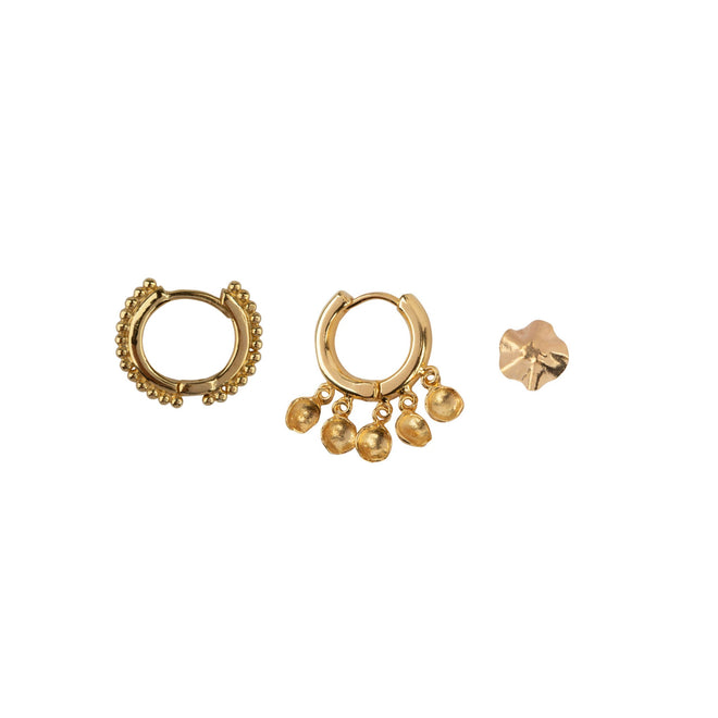 E2178 Gold Mix and Match 6 Coins and Dots Mix Gold Plated (3 pieces)