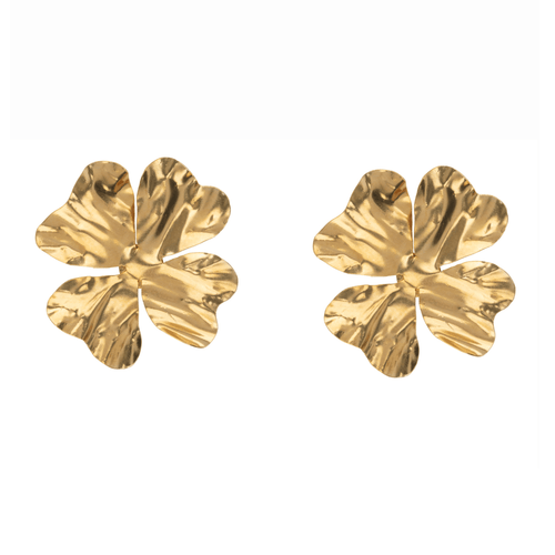 gevouwen flinterdunne bloemen oorbellen goud
