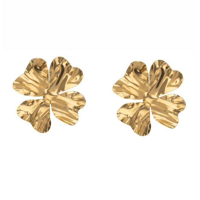 gevouwen flinterdunne bloemen oorbellen goud