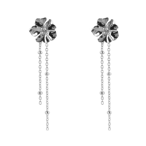 Medium Folded Flower Chain Stud Earring