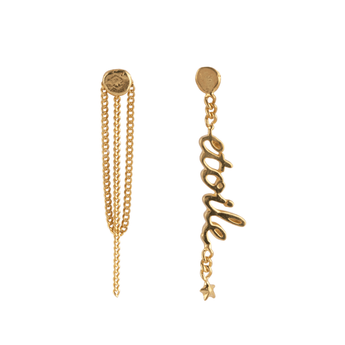 Asymetric Etoile Stud Earring Gold Plated