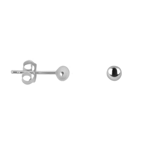 E2265b Silver Ball Stud Earring Medium Silver