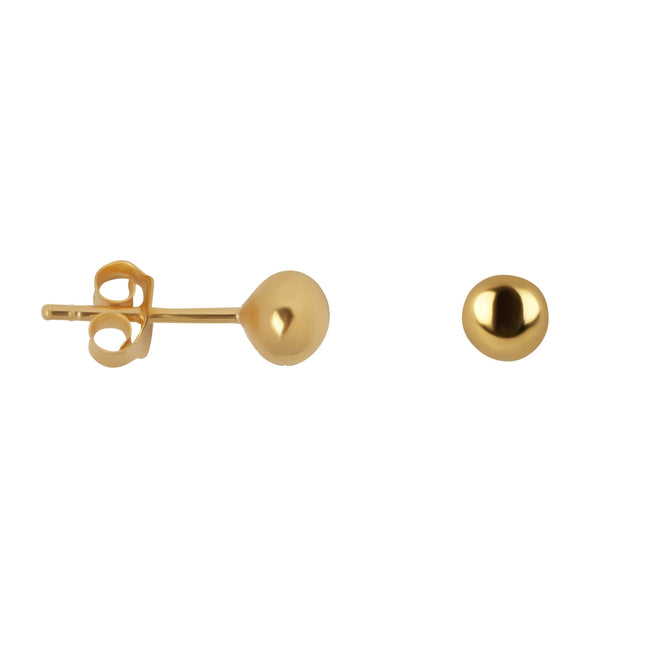 E2265c Gold Ball Stud Earring Large Gold Plated 2
