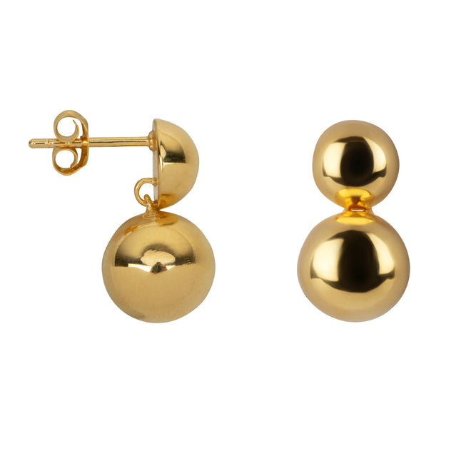 E2268 Gold Double Ball Stud Earring Gold Plated 2