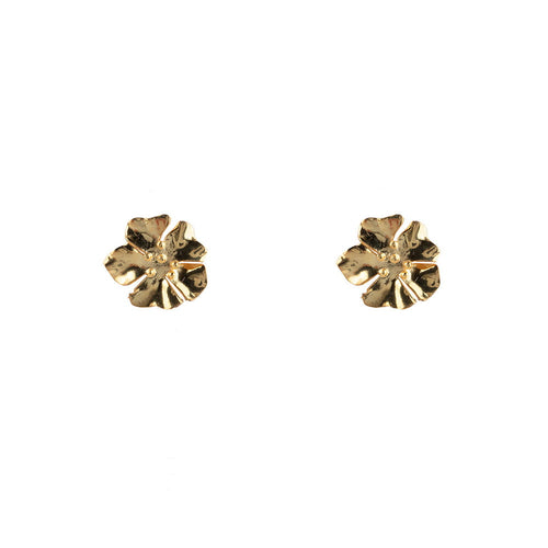 E2277 Gold Medium Folded Flower Stud Earring Gold Plated
