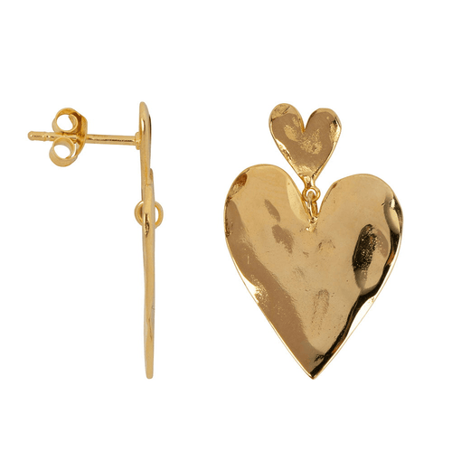 E2302 Silver Double Heart Stud Earring Silver