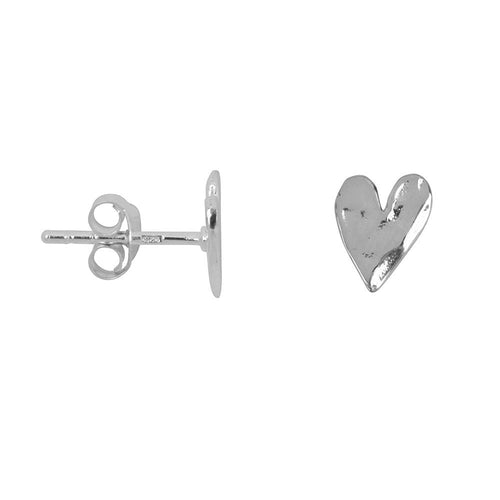 E2303 Silver Hammered Heart Stud Earring Silver